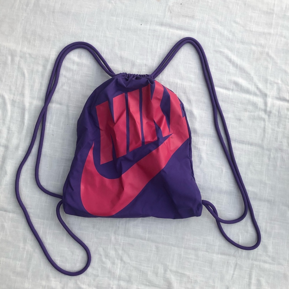 Pink and Purple Nike Drawstring Backpack Bag